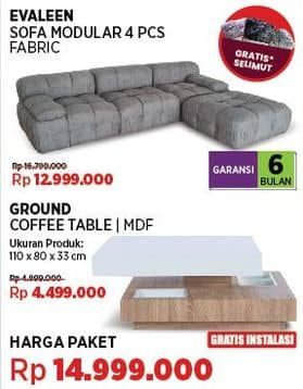 Promo Harga Courts Evaleen Sofa Modular - Fabric + Courts Ground Coffee Table   - COURTS