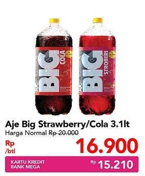 Promo Harga AJE BIG COLA Minuman Soda Strawberry, Cola 3100 ml - Carrefour