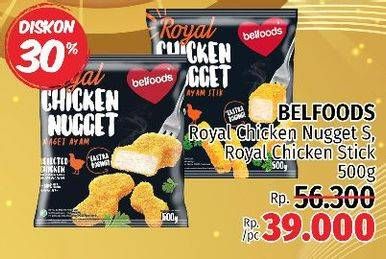 Promo Harga BELFOODS Royal Nugget Chicken Nugget S, Chicken Nugget Stick 500 gr - LotteMart