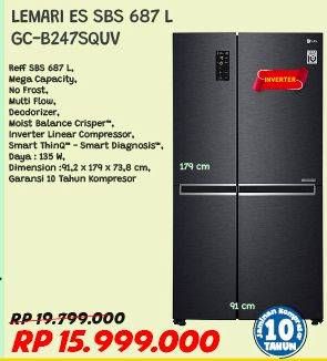 Promo Harga LG GC-B247SQUV Side By Side Refrigerator  - COURTS