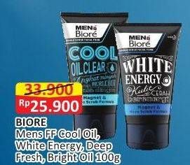 Promo Harga BIORE MENS Facial Foam Double Scrub Cool Oil Clear, White Energy, Double Scrub Deep Fresh, Bright Oil Clear 100 gr - Alfamart