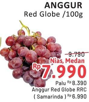 Promo Harga Anggur Red Globe per 100 gr - Alfamidi