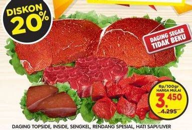 Promo Harga Daging Topside / Inside / Sengkel / Rendang Spesial / Hati Sapi 100gr  - Superindo