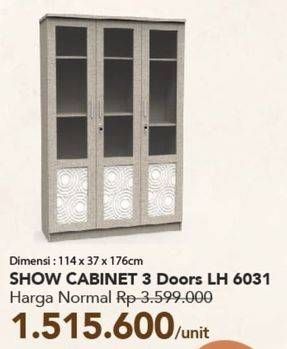 Promo Harga Show Cabinet 3 Doors LH 6031 114 X 37 X 176 Cm  - Carrefour