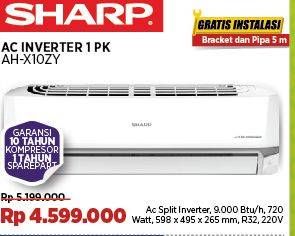 Promo Harga Sharp AH-X10ZY AC Split 1 PK Inverter  - COURTS