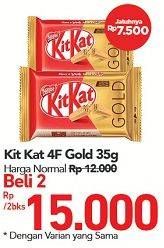 Promo Harga KIT KAT Chocolate 4 Fingers Gold per 2 bungkus 35 gr - Carrefour