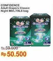 Promo Harga Confidence Adult Diapers Classic Night XL6, L7, M8 6 pcs - Indomaret