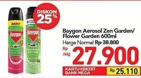Promo Harga BAYGON Insektisida Spray Zen Garden, Flower Garden 600 ml - Carrefour