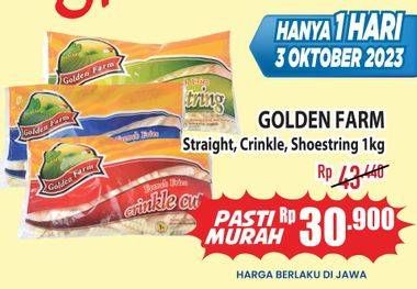 Promo Harga Golden Farm French Fries Straight, Crinkle, Shoestring 1000 gr - Hypermart