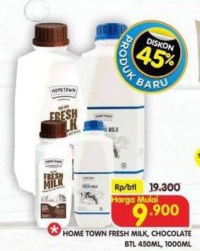 Promo Harga Hometown Fresh Milk Plain, Chocolate 450 ml - Superindo