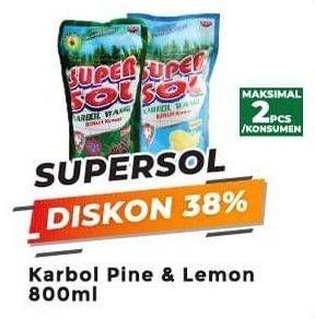 Promo Harga SUPERSOL Karbol Wangi Pine, Lemon 800 ml - Yogya