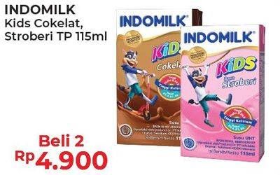 Promo Harga INDOMILK Susu UHT Kids Cokelat, Stroberi 115 ml - Alfamart