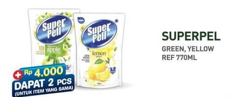 Promo Harga Super Pell Pembersih Lantai Fresh Apple, Anti Bac Citrus, Lemon Ginger 770 ml - Hypermart