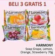 Promo Harga HARMONY Sabun Batang Wangi Grape, Lemon, Orange, Strawberry 70 gr - Alfamidi