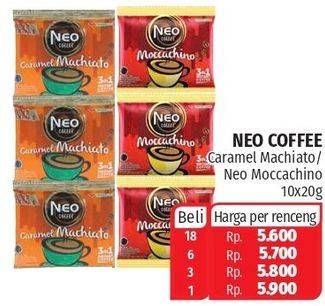Promo Harga Neo Coffee 3 in 1 Instant Coffee Caramel Machiato, Moccachino per 10 pcs 20 gr - Lotte Grosir