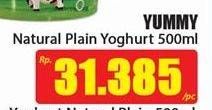 Promo Harga YUMMY Yogurt Natural Plain 500 ml - Hari Hari