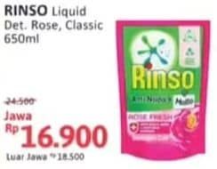 Promo Harga Rinso Liquid Detergent + Molto Pink Rose Fresh, Classic Fresh 750 ml - Alfamidi
