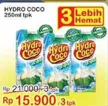 Promo Harga HYDRO COCO Minuman Kelapa Original per 3 pcs 250 ml - Indomaret