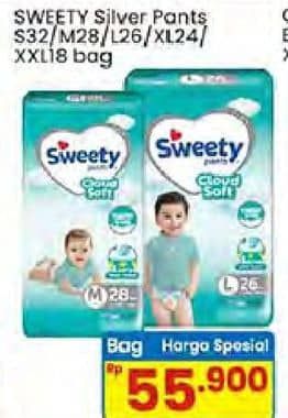 Promo Harga Sweety Silver Pants S32, M28, L26, XL24, XXL18 18 pcs - Indomaret