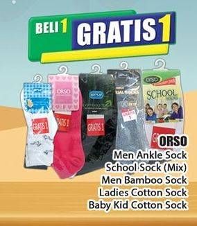 Promo Harga ORSO Men Ankle Sock, School Sock (Mix), Men Bamboo Sock, Ladies Cotton Sock, Baby Kid Cotton Sock  - Hari Hari