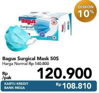 Promo Harga BAGUS Surgical Mask 50 pcs - Carrefour