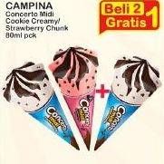 Promo Harga CAMPINA Concerto Midi Cookie Creamy, Midi Strawberry Chunk 80 ml - Indomaret