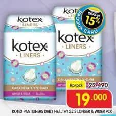 Promo Harga Kotex Liners Daily Healthy V-Care Longer & Wider 32 pcs - Superindo