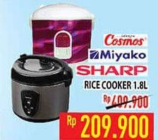 Promo Harga COSMOS/ MIYAKO/ QUANTUM Rice Cooker 1.8ltr  - Hypermart