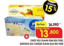 Promo Harga CHEESY Edam Cheese/DAIRYGOLD Blue Keju Cheddar Olahan  - Superindo