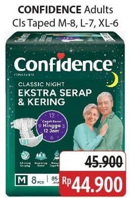 Promo Harga Confidence Adult Classic Night Ekstra Serap & Kering M8, L7, XL6 6 pcs - Alfamidi