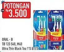Promo Harga ORAL B Toothbrush 123 Soft, Medium, Ultra Thin Black Tea 1s, 3s  - Hypermart