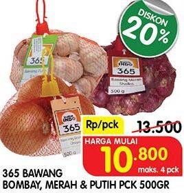 Promo Harga 365 Bawang Bombay, Merah & Putih 500 g  - Superindo