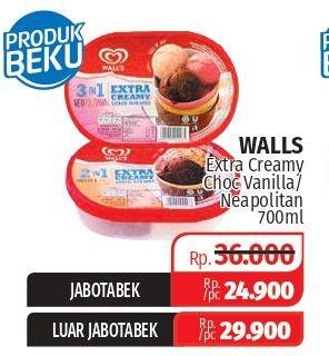 Promo Harga WALLS Ice Cream Neopolitana 700 ml - Lotte Grosir