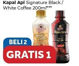 Promo Harga KAPAL API Kopi Signature Drink Black, White Coffee per 2 botol 200 ml - Carrefour