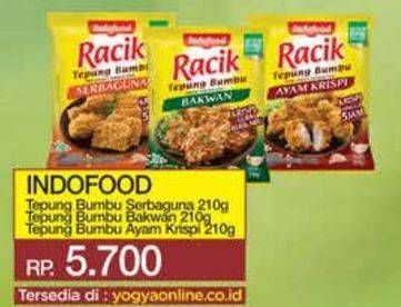 Promo Harga Indofood Racik Tepung Bumbu Ayam Krispi, Bakwan, Serbaguna 210 gr - Yogya