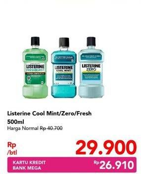 Promo Harga LISTERINE Mouthwash Antiseptic Cool Mint, Zero, Fresh Burst 500 ml - Carrefour