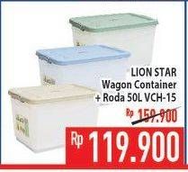 Promo Harga LION STAR Wagon Container + Roda VCH-15 50 ltr - Hypermart