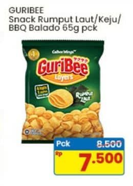 Promo Harga Guribee Layers Rumput Laut, Keju Krispi, BBQ Balado 65 gr - Indomaret