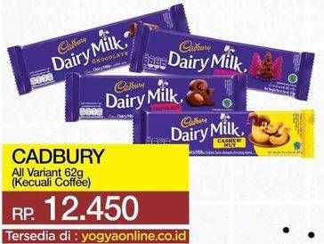 Promo Harga CADBURY Dairy Milk Kecuali Coffee 62 gr - Yogya