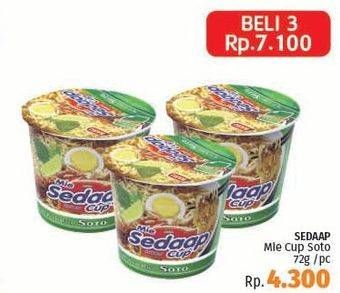 Promo Harga SEDAAP Mie Cup Soto per 3 pcs 72 gr - LotteMart