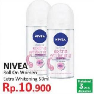 Promo Harga NIVEA Deo Roll On Extra Whitening 50 ml - Indomaret
