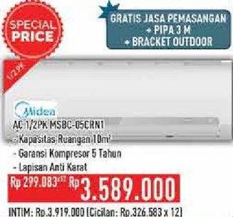 Promo Harga MIDEA MSF-05CRN1 - AC 1/2PK  - Hypermart