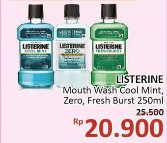 Promo Harga LISTERINE Mouthwash Antiseptic Cool Mint, Zero, Fresh Burst 250 ml - Alfamidi