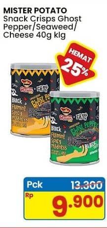 Promo Harga Mister Potato Ghost Pepper Cheese, Seaweed, Black 40 gr - Indomaret