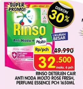 Promo Harga Rinso Liquid Detergent + Molto Pink Rose Fresh, + Molto Purple Perfume Essence 1650 ml - Superindo