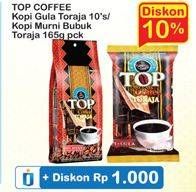 Promo Harga TOP COFFEE Kopi Toraja Gula 10s / Toraja Murni 165g  - Indomaret
