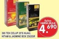 Promo Harga 365 Teh Celup Hijau, Hitam, Jasmine 25 pcs - Superindo
