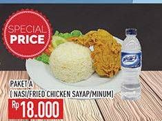 Promo Harga Paket A (Nasi + Fried Chicken Sayap + Minum)  - Hypermart