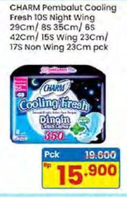 Promo Harga Charm Extra Comfort Cooling Fresh Wing 29cm, Wing 35cm, Wing 42cm, Wing 23cm, NonWing 23cm 6 pcs - Indomaret
