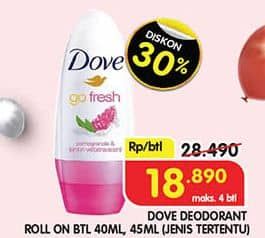 Promo Harga Dove Deo Roll On 40 ml - Superindo